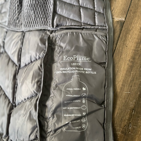 Bernardo EcoPlume Sz XS Gray Silver Quilted Puffer Jacket Coat Midi - Picture 9 of 14